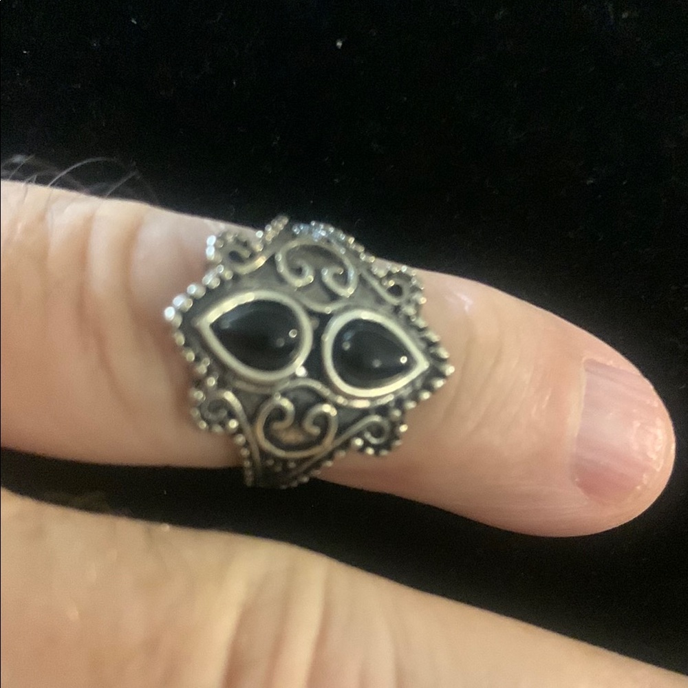 Elegant Black Silver Ring Bogo
